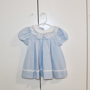 Vintage Blue Dress with Lace Detail